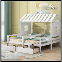 Harper Orchard House Platform Beds with Two Drawers for Boy and Girl Shared Beds