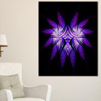 Design Art Bright Purple in Black Fractal Flower Graphic Art on Wrapped Canvas