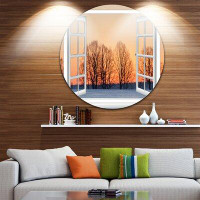 Made in Canada - Design Art 'Open Window to Snowy Sunset' Photographic Print on Metal