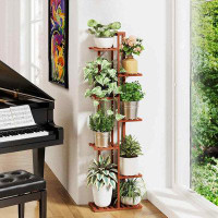 Arlmont & Co. 7 Tier 8 Potted Bamboo Plant Stands for Indoor Plants, Corner Plant Stand, Tiered Plant Stands