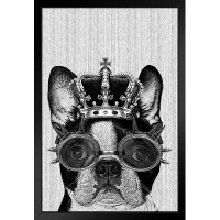 Trinx Hipster Boston Terrier Dog With Crown And Steampunk Goggles Puppy Posters For Wall Funny Dog Wall Art Dog Wall Dec