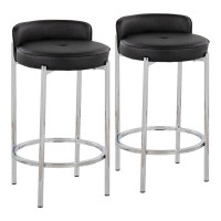 Everly Quinn Suveer 25.5'' Faux Leather Counter Stool