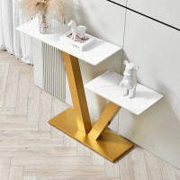 Everly Quinn Modern Console Table with Metal Frame and Adjustable foot pads