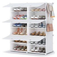 Rebrilliant Shoe Rack, 6 Tier Shoe Storage Cabinet 24 Pair Plastic Shoe Shelves Organizer For Closet Hallway Bedroom Ent