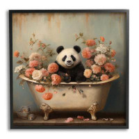 Stupell Industries Panda Bathtub & Blooms Framed Giclee Art by Lazar Studio