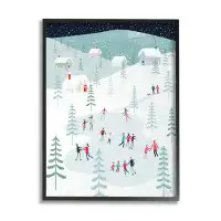 Stupell Industries Stupell Industries Ice Skating Families Snowfall Framed Giclee Art By Andrew Thornton