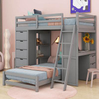 Harriet Bee Twin Over Twin Bunk Bed With LED Light And USB Ports