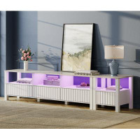 Ivy Bronx White TV Stand For 85 Inch TV With 16 Colour RGB LED Light, Modern Entertainment Centre For 80 Inch TV Console