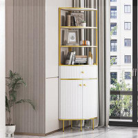 Mercer41 Fan-Shaped bookcase with 1 Drawer and 2 Doors