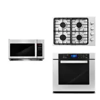 Cosmo 3 Piece Kitchen Package With 30" Gas Cooktop 30" Over The Range Microwave 30" Single Electric Wall Oven