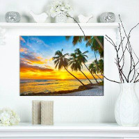 Made in Canada - East Urban Home Palm Tree at the Beach - Wrapped Canvas Photograph Print