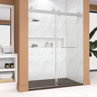 Inhouse 57"-60"w X 79"h Modern Style Shower Door With Double Sliding Doors And Bottomless Track