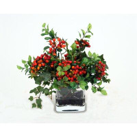 Canora Grey Wild Berries and Mountain Ivy Foliage Plant in Decorative Vase