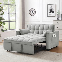Ebern Designs Loveseat Futon Sofa Couch with Pullout Bed, Lounge Sofa with Pillows and Pockets