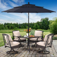 Winston Porter Nosson Square 4 - Person 37'' Long Dining Set With Cushions And Umbrella