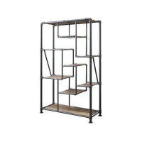 Williston Forge 8-Tier Water Pipe Design Bookshelf, Brown And Grey