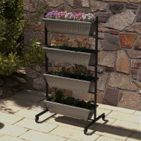 Arlmont & Co. 4-Tier Raised Garden Bed with 4 Planter Boxes, Wheels