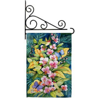 Breeze Decor Orchids And Hummingbirds - Impressions Decorative Metal Fansy Wall Bracket Garden Flag Set GS105055-BO-03