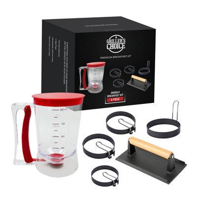 Grillers Choice Griller's Choice Griddle Breakfast Kit - Pancake Batter Dispenser, Bacon Press, Egg Rings, Perfect For F in Other