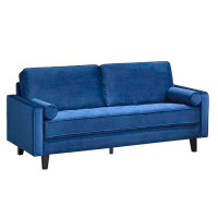 Homelegance Sofa With 2 Pillows, Blue Velvet
