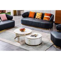 Everly Quinn Nesting MDF Coffee Table Set With Two Drawers