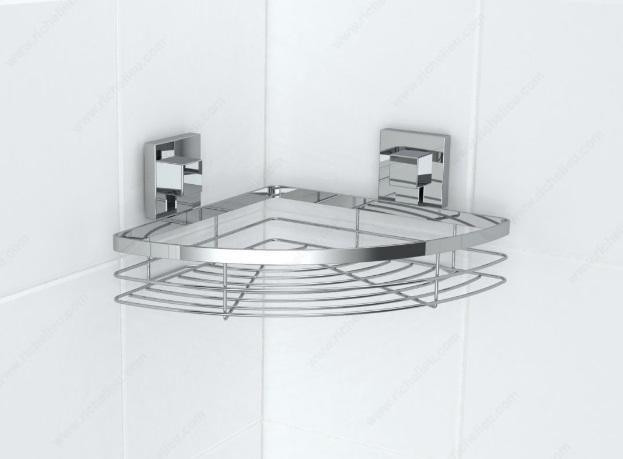 Corner Basket (24x24cm) or Rectangular (34x13cm) with Fusion-Loc Suction Cups in Chrome or Matte Black in Bathwares - Image 2