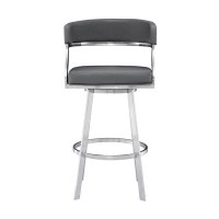 Lux Comfort 38x 21 x 20_38" Grey Faux Leather And Iron Swivel Counter Height Bar Chair