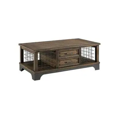 Williston Forge Oday Whiskey River 50" Wide Coffee Table with 2 Drawers and 2 Open Shelves, Gun Powder Gray