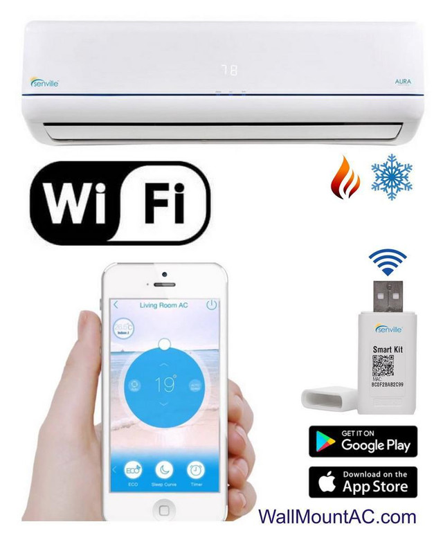 Heat Pump ( -30º C)  with Air Conditioner Wall Mount Mini Split inverter Senville Aura WiFi in Heating, Cooling & Air in Ottawa / Gatineau Area - Image 2