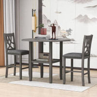 Red Barrel Studio Doerschuk 3-Piece Dining Set with Extendable Drop Leaf and Chairs