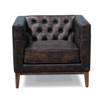 Williston Forge Jefferson Top Grain Leather Tufted Accent Chair