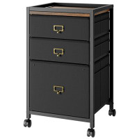 Inbox Zero File Cabinet With 3 Drawer, Mobile Filing Cabinet For Home Office Fits Letter Size Or A4, Fabric Vertical Fil