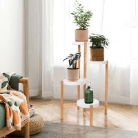 Wade Logan Abdikarin 4 Tier Bamboo Plant Stand Tall Corner Indoor Flower Pot Holder Nordic Display Rack For Garden Livin