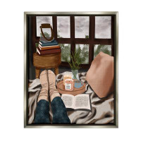 Stupell Industries Relaxing Reading in Bed by Saba Rauf Floater Frame Print on Canvas