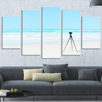 Made in Canada - Design Art 'Digital Camera and Tripod on Beach' 5 Piece Photographic Print on Wrapped Canvas Set