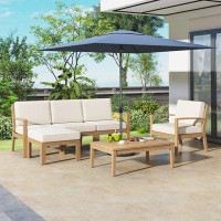 Latitude Run® Patio Sectional Sofa Set with Coffee Table and Removable Cushion