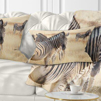 Made in Canada - East Urban Home African Zebra in Etosha Wandering in Grass Lumbar Pillow