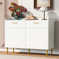 buthreing Wooden Storage Cabinet With Drawers, Steel Pipe Table Legs, Suitable For Hallway, Study