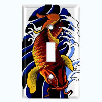 WorldAcc Metal Light Switch Plate Outlet Cover (Red Koi Fish - Single Toggle)