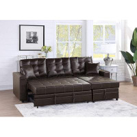 Latitude Run® 88" Wide Faux Leather Reversible Sleeper Sofa & Chaise