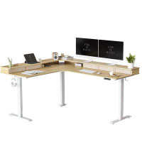 Accentuations by Manhattan Comfort Efficient Triple Motor L-Shaped Standing Desk With 5 Desktop Drawers Hassle-Free Inst