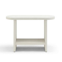 Hokku Designs Dariush Radeen White Coastal Style Stone Look 40.5" x 28.34" Console Table
