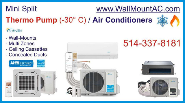 Wall-Mount Heat Pump (-30º C) Split Air Conditioner with Wifi &amp; inverter Senville Aura in Heating, Cooling & Air in Prince Edward Island