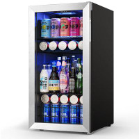 Yeego Yeego 121 Cans (12 oz.) 3.1 Cubic Feet Outdoor Rated Beverage Refrigerator with Wine Storage and with Glass Door