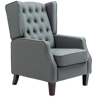 FAUX LEATHER ARMCHAIR, MODERN ACCENT CHAIR WITH THICK PADDING FOR LIVING ROOM, BEDROOM, HOME OFFICE, GREY