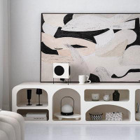 Orren Ellis Modern simple light luxury white TV cabinet living room home multi-functional TV cabinet