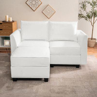 Naomi Home Luxury Air Leather Loveseat With Ottoman