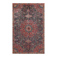 Oriental Rug of Houston 6x9 Hand Knotted 100% Wool Traditional Oriental Area Rug Rust, Navy Color