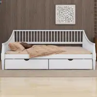 Winston Porter Demerie Full Size Daybed with Two Storage Drawers and Support Legs