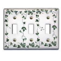 The Renovators Supply Inc. Porcelain Ivy 3-Gang Toggle Light Switch Wall Plate